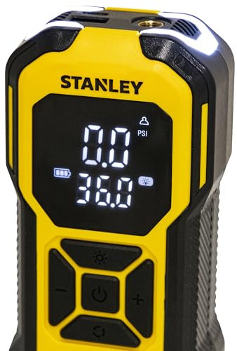 STANLEY SXIF0101 Compresseur sans fil 10 bar coupure automatique, écran numérique, avec 1 accu, avec fonction powerbank