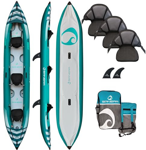 Spinera Hybris Kajak | für 1/2/3 oder 4 Personen | voll aufblasbar | Robustes SpinTex Material & Drop Stitch Boden | stabil & leicht | perfektes Allround & Freizeit Kayak (Hybris 475 (3 Persons))