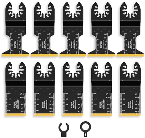 10 Piezas Hojas de Sierra Oscilante 34/44mm Titanio Bimetálica Cuchillas Multiherramienta Alta Dureza Corte Preciso Accesorios Multiherramienta para Cortar Madera Metal Clavos