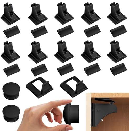 Babysicherheit Magnetisches Schrankschloss, Kindersicherung Schrank,10 Schlösser mit 2 Schlüssel, Magnetische Kindersicherung, ohne Bohren und Schrauben für Schrank und Schubladen (Schwarz)