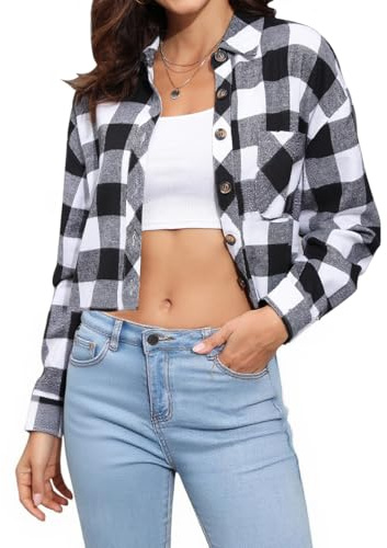 Dressmine Cowgirl Outfit Cardigan Shirts Button Down Casual Lightweight Short Winter Cropped Coat with Pockets Size 8