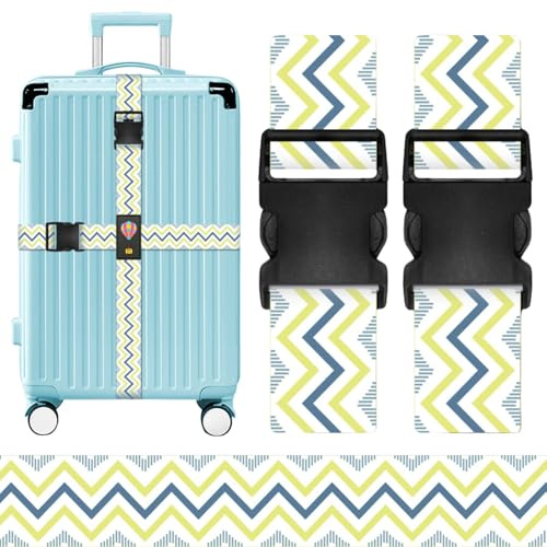 2-Pack Luggage Straps Extended for Suitcases, Adjustable Lockable Suitcase Belts with Quick-Release Buckle, Suitcase Identifier for Travel, Flight,Travel Bag Accessories (Green/Blue) (Green)