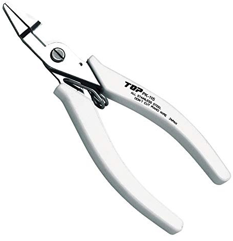 TOP Flat Nose Cutting Pliers Heavy Duty Japanese Stainless Steel, Spring Loaded Precision Pliers with Wire Cutter 5, Pliers and Nipper Tool, Made in JAPAN