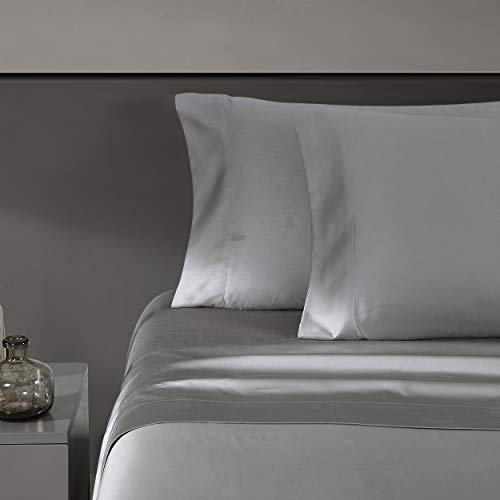 Vera Wang - Juego de sábanas King, Ropa de Cama de algodón Satinado de Lujo, 800 Hilos, decoración Suave y Lisa para el hogar (Gris Acero, 4 Piezas, King)