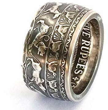 Münzring Sri Lanka 5 Rupees 1957 Silber 925er Buddhismus Größe 60 bis 74