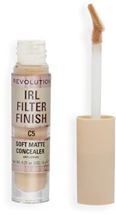 Revolution IRL Filter Finish Concealer, vollständige Abdeckung, ölfrei, langanhaltende & leichte Formel, angereichert mit Hyaluronsäure, vegan & tierversuchsfrei, C5, 6,0 g