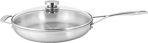 Demeyere Essential 5-ply 12.5-inch Stainless Steel Fry Pan with Lid