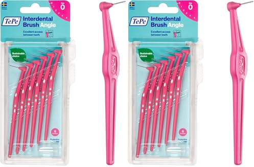 TePe Angle Interdentalbürsten Packung Rosa, 0.4mm, 6 Stück (2er Pack)