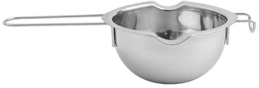 Sallys Ciotola in acciaio inox di alta qualità, manici lunghi, per pentole piccole e grandi – bagnomaria, per cioccolato (400 ml (11 cm x 6 cm, lunghezza totale 25 cm)