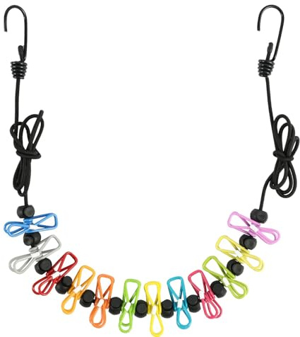 Travel Washing Line, Portable Clothes Line, Adjustable Elastic Travel Clothesline Retractable Clothesline with 12 Clothes Clips for Indoor and Outdoor, Balcony, Outdoor Camping use (Colorful)