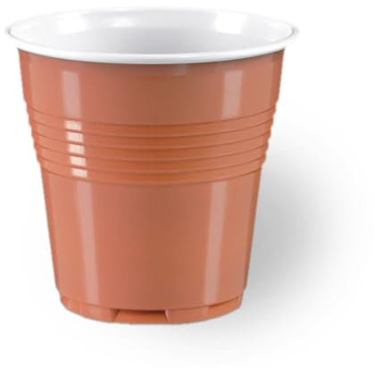 Generico Vasos de plástico para café de 80 ml, blancos o transparentes, vasos de café de 80 cc, varios tamaños (100 unidades, marrón bicolor)
