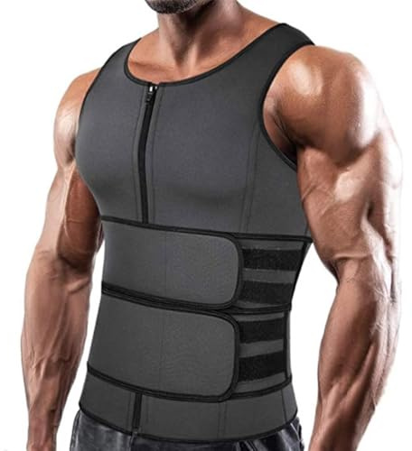 Body Shaper För Män - Sportväst Med Dubbla Midjeband, Linne För Muskelkompression | Hållningskorrigerande Träning Midjeväst, Shapewear Linne För Män Shapewear För Prestanda, Fitness (svart) (L)
