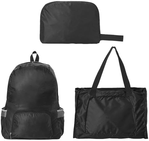 KYSUN 25L Faltbarer Rucksack Ultra Leicht, Unisex Tagesrucksack Outdoor, Wasserdichter Wanderrucksack Verstaubar für Camping Wandern Reisen Sport Klettern Radfahren (Schwarz)