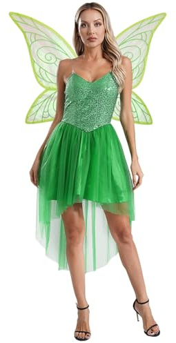 Mufeng Femme Tulle Robe Déguisement Fée Clochette Costume Fée Princesse Jeu de Rôle Mascarade Carnaval Noël Halloween