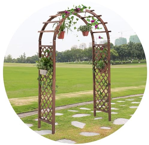 Arco de enrejado de jardín de madera para plantas trepadoras, arco de rosas para rosas, vides, decoración de fiesta nupcial, pérgola, cenador, 180 x 50 x 240 cm