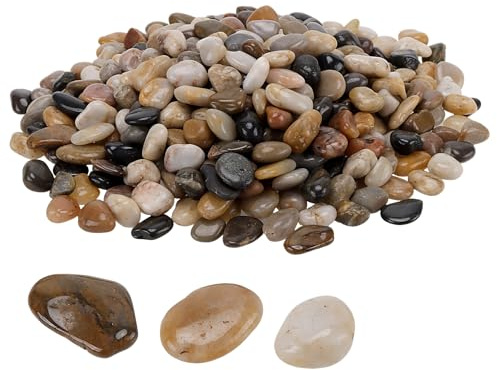 CHUENKUK Flusskiesel Bunt 10 kg, 10-20mm Dekosteine Polierte Kieselsteine, Natursteine Dekorative Steine für Garten, Aquarium und Landschaftsbau