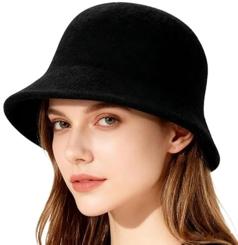 LONTG Bob Hiver Chapeau de Seau pour Femme Chapeau de Pêcheur Rétro Casquette de Bassin Chapeaux Melon Élégant Chapeaux Cloche Vintage Bonnet Melon Coupe-Vent Doux Casquette de Pêche