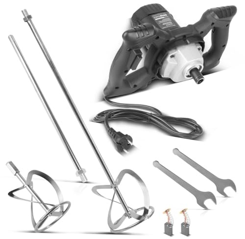 STAHLWERK Mörtelrührer mit 1.200 W – Rührwerk RW-1200 ST mit 850 U/min und Zusatz-Quirl, elektrischer Betonrührer mit Drehzahlregelung, Betonmischer, Farbrührer, Farbmischer