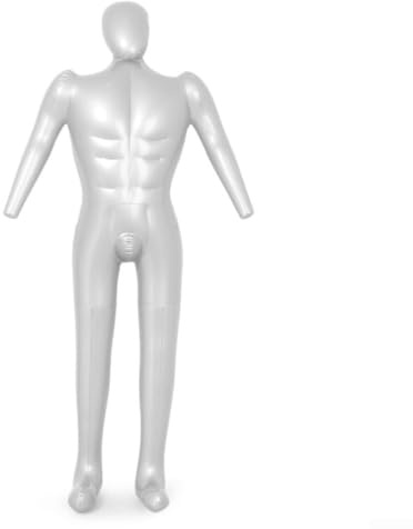 Manichino gonfiabile da uomo a grandezza naturale, busto in PVC robusto, modello per negozio di abbigliamento, mostra e feste di Halloween, 168 cm, argento