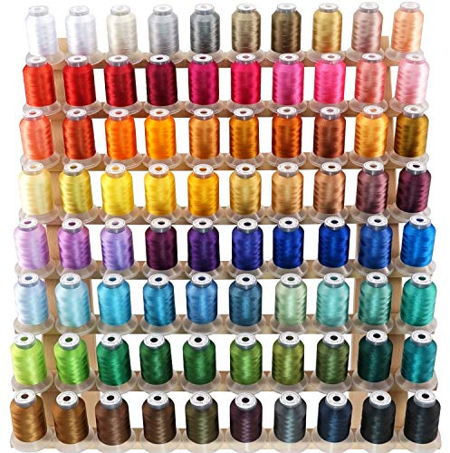 New brothread 80 Couleurs 100% Polyester Kit de Fil de Broder Machine 500m - Couleurs compatibles avec les couleurs Janome et Robison-Anton