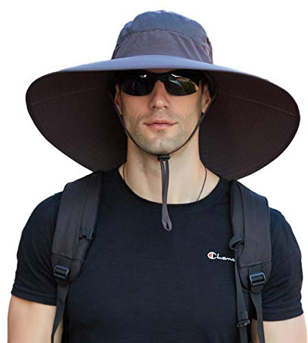 Leotruny Super Wide Brim Bucket Hat UPF50+ Waterproof Sun Hat for Fishing Hiking Camping (C02-Dark Gray)