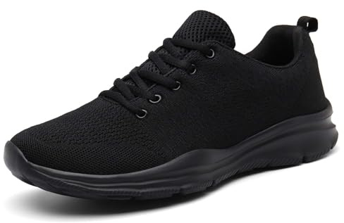 KOUDYEN Uomo Donna Scarpe da Ginnastica Corsa Basse Scarpe Sportive Confortable Fitness Running Sneakers Casual all'Aperto(Nero Pieno,45)