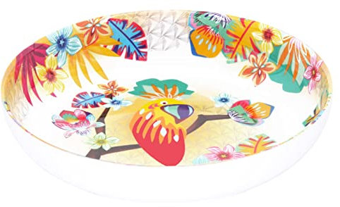 Les Jardins de la Comtesse - Plato hondo ideal para platos de sopa o pasta - melamina - Perroquetes de Bahía - Ø 20 cm - Multicolor - Colección de vajilla Quasi-irrompible MelARTmine