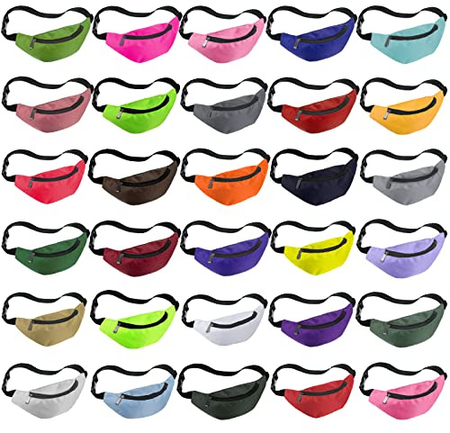 Saintrygo 30 Pcs Neon Fanny Packs, Adjustable Waist Fanny Bags