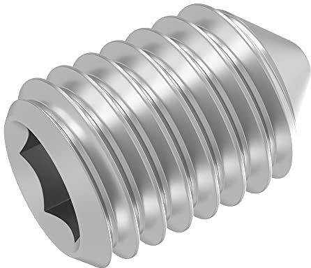 SECCARO Perni filettati con punta M8 x 12 mm, in acciaio inox V2A VA A2, DIN 914/ISO 4027, esagonali, 20 pezzi