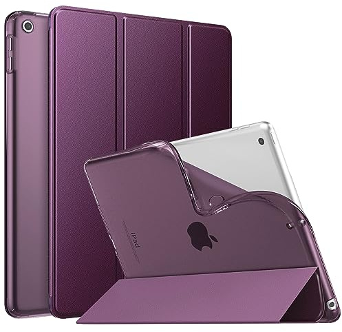 MoKo Case for iPad 9th Generation 2021/ iPad 8th Generation 2020/ iPad 7th Generation 2019, Soft Translucent TPU Frosted Back Cover Slim iPad 10.2 inch Case with Stand, Auto Wake/Sleep, Deep Purple