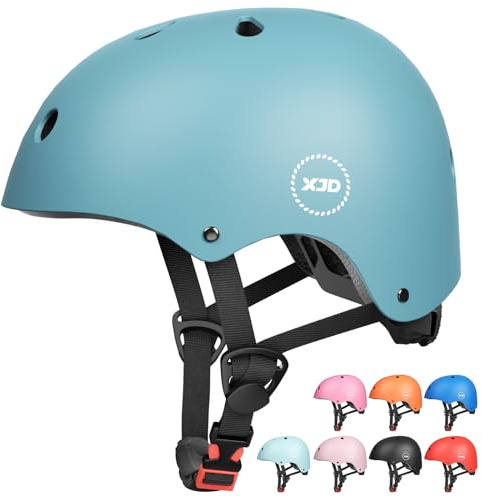 XJD Kids Helmet Toddlers Bike Helmet Age 3-13 Years Adjustable Skateboard Helmet for Cycle BMX Scooter Roller Skating for Children Boys/Girls (Dusty Blue, Medium)