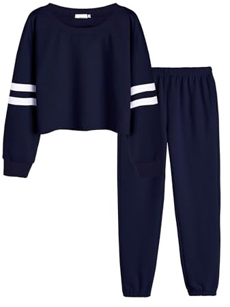 Arshiner Kinder Sportanzug Lang Mädchen Jogginganzug Trainingsanzug Freizeitanzug Kinderkleidung Bekleidungsset für Tennis Yoga Herbst 122 128 Blau 130