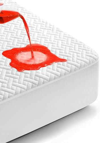 Queen Waterproof Mattress Protector, Premium Viscose from Bamboo Mattress Pad Ultra Soft Breathable, Noiseless Mattress Cover Fitted 8-21 Deep Pocket