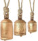 Firulab Campane Shabby Chic Rustiche in Metallo - Set di 3 Dorate Vintage Appese per Armonia, Portafortuna per Mucca, Natalizie, Decorative su Corda