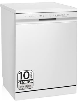 LG DF243FW - Lavavajillas con Función Quadwash, Sistema EasyRack, Cestos Flexibles, Bandeja para Cubiertos, Sistema Autodiagnóstico, Display LED Táctil, 14 L, Eficiencia D, Color Blanco