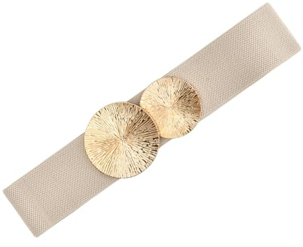 Shengxi Ceinture Elastique Femme, Ceinture Double Boucle Ronde Ceinture Tendance Femme Ceinture Vintage Extensible Large pour Femme Manteaux Robe Jeans (Or)