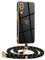 Mkej Hülle Kompatibel mit Huawei P20 Pro Hülle mit Band, Galvanik Silicone Handyhülle mit Herz Love Design, Abnehmbar und einstellbar Handykette für Huawei P20 Pro - Case in Schwarzes Gold