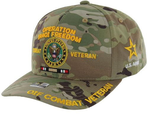 Gorra ajustable de veterano de la libertad iraquí de la Operación Iraq para hombre, con licencia oficial del ejército de los Estados Unidos, OIF, veteranos de combate, Varios colores, talla única