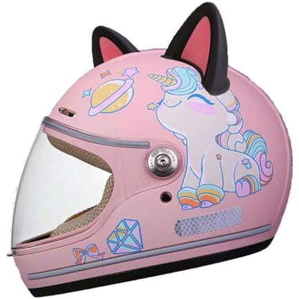 Casque De Moto Intégral Pour Enfants,Casque De Karting À La Mode Et Mignon Pour Garçons Et Filles,Approuvé Par La ECE,Avec Visière,Boucle De Déverrouillage Pour Motocross Pour Jeunes A,46-52cm
