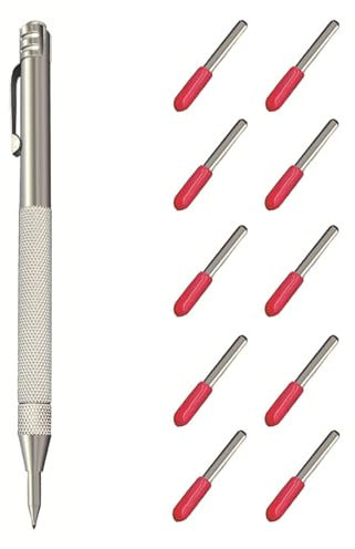 DEFIYEAR Tungsten Carbide Tip Scriber with 10PCS Replacement Marking Tips, Magnet Carbide Scribe Tool Etching, Engraving Pen for Ceramics Glass Hardened Steel