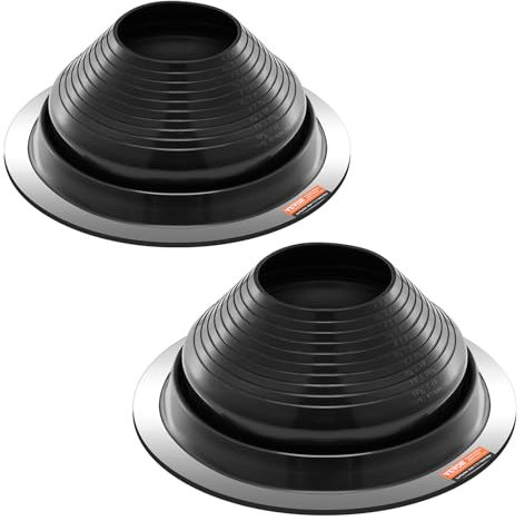 VEVOR 2 Pcs Roof Pipe Flashing Boots, Fit Pipe OD 6 to 11, Flexible EDPM Roofing Jack Pipe Flashing, High Temp -67℉ to 212℉, Endurable Round Metal Base, for Chimney, Wood Stove & Outdoor Vent Pipes
