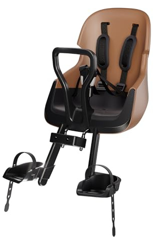 BOBIKE 8010700002 - Siège vélo Avant Exclusive Evolve Mini pour Tube de Direction, pour Enfants de 9 Mois à 3 Ans jusqu'à 15 kg en Couleur Marron Cannelle