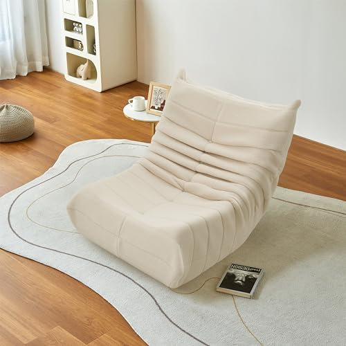 PerGar Puf Sillón, Sofá de suelo, Tumbona Relajante o Cojín de suelo, Silla Bean Bag Chair, Sillón Tumbona XXL, Cómodo Sillón Salón, para Dormitorio, Salón para Leer, Lana de Cordero, Beige