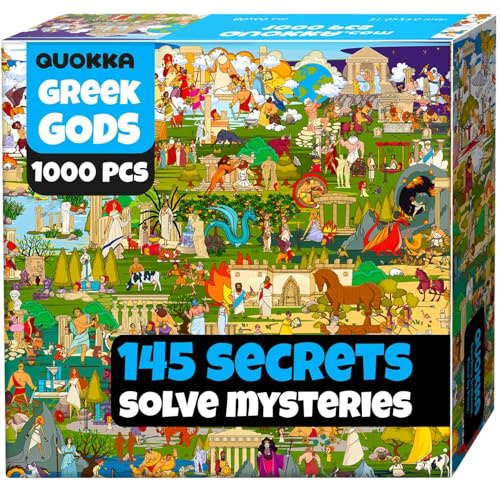 QUOKKA 1000 Piece Jigsaw Puzzle for Adults Mythories Ancient Gods Greek – Premium Box Packaging with Extra Fun Challenges, Perfect for Relaxation, Creativity & Gift Giving