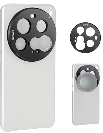 NEEWER Plaque Arrière d'Objectif 15 Ultra, Support Adaptateur d'Objectif de Phone,Filetage 17mm,pour Caméra Principaux et Téléobjectifs, Compatible avec Xiaomi 15 Ultra Coque d'origine, PA111 (Noir)