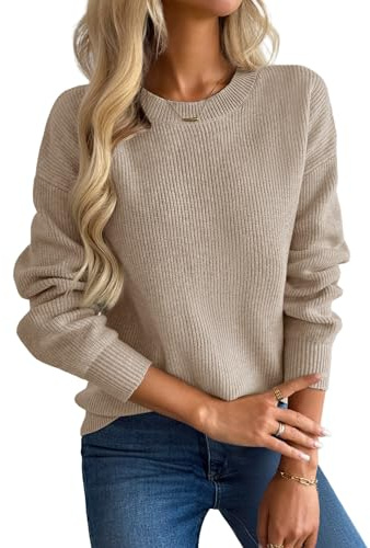 Womens Jumpers UK Crewneck Fall Winter Sweater Casual Long Sleeve Pullover | Elegent| Warm| Chunky Knit Jumper| S-XXL