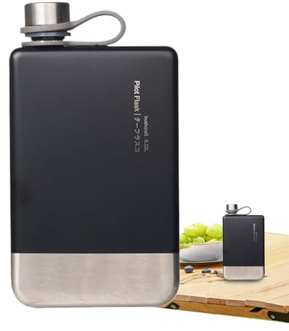 SVCEQZE Flachmann, 230 Ml Flache Trinkflasche Edelstahl, 14.5 X 8 X 2.5cm Flache Wasserflasche, Thermo Getränkeflasche, Wiederverwendbare Tragbare Outdoor Flasche Für Wanderung Picknick Party