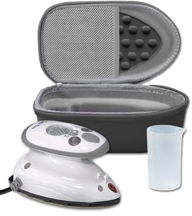 The Quilted Bear Premium Mini Steam Iron - Lightweight Mini Travel Iron for Effortless Quilting & Wrinkle-Free Clothes with Carry Case & Iron Rest Set - Travel Steamer for Clothes & Crafts (Black)