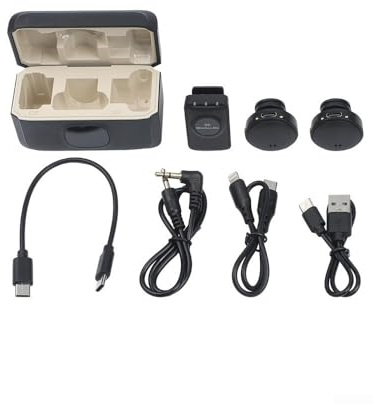 Trådlös mikrofon för DJI Action 5 Pro/4/3, Pocket 3 & för Osmo 360, ABS trådlös mikrofonset med klar ljudinspelning, kompakt svart