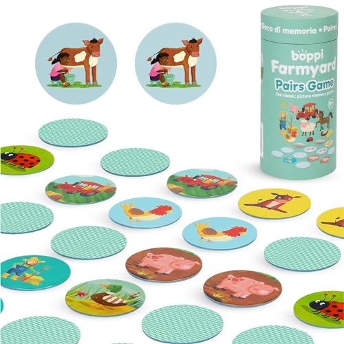boppi Gioco di memoria a coppie/Gioco di abbinamento per bambini piccoli - Coinvolgente gioco educativo/Montessori di abbinamento memoria per bambini dai 3 anni in su - Cortile